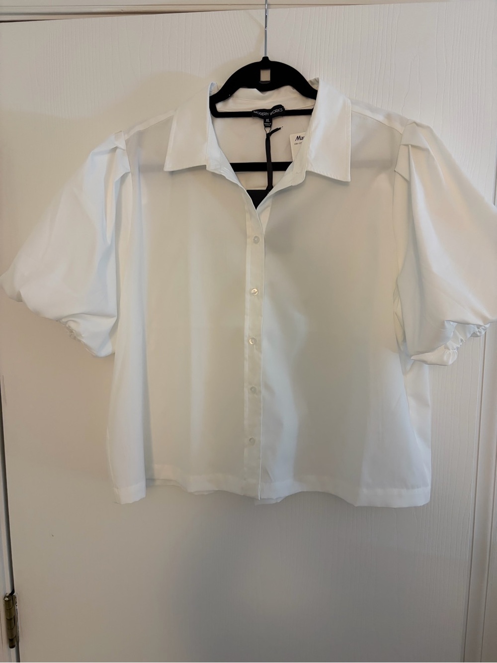 Madewell White Puff-Sleeve Button-Down Top